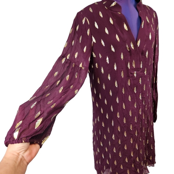 Lilly Pulitzer Shea Silk Dress Cabernet Berry Metallic Embroidered, Size 10 - Picture 4 of 10